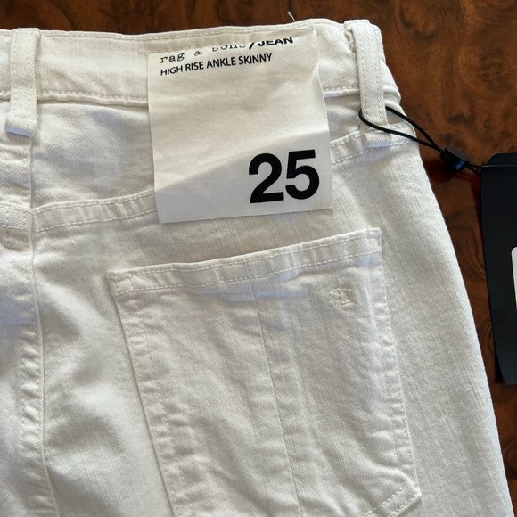 NWT Rag & Bone High Rise Ankle Skinny - White Size 25 - Picture 5 of 5